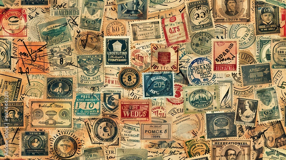 Fototapeta premium vintage stamp pattern wallpaper