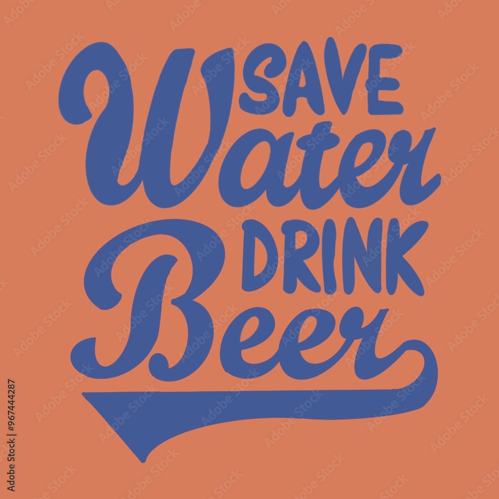 Obraz premium Save water drink beer concept illustration. hand draw funky beer character with funny slogan for print on t-shirt. International beer day label. poster. October fest. red background 