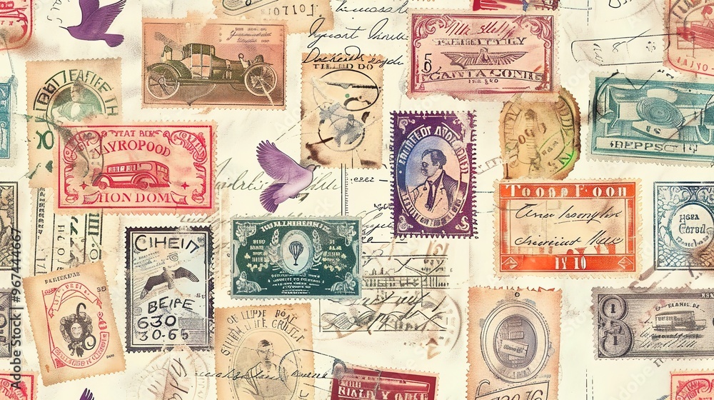 Fototapeta premium vintage stamp pattern wallpaper