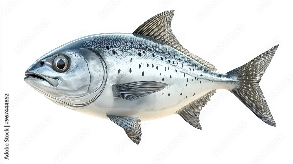 Obraz premium Trevally clipart, element, 3D illustration, realistic, isolated on white background