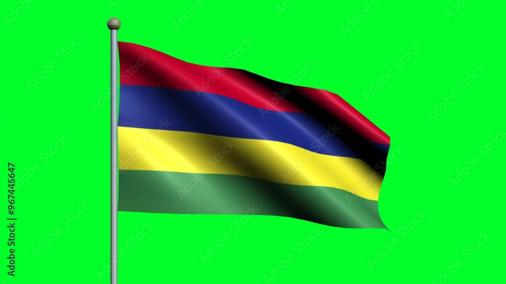 Flag of Mauritius country. 3D waving animated flag. Flag of Mauritius country. 3D waving animated flag.