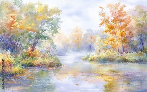 Quiet River Bend Watercolor