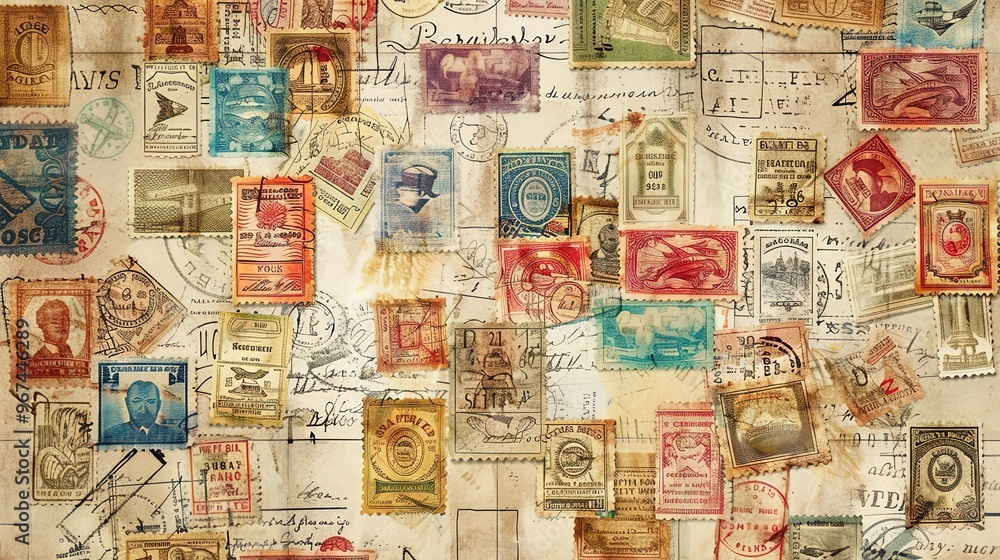 Fototapeta premium vintage stamp pattern wallpaper
