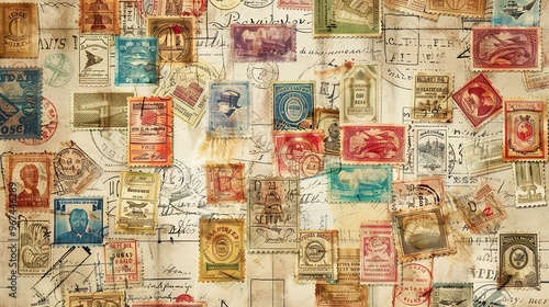 vintage stamp pattern wallpaper