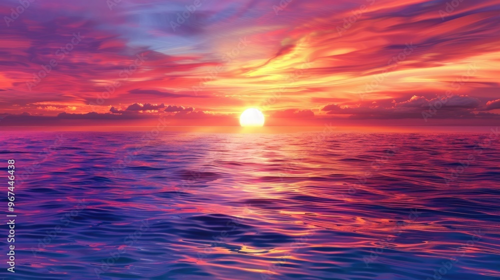 Fototapeta premium Colorful sunset on the sea coast Scenic sunrise over water