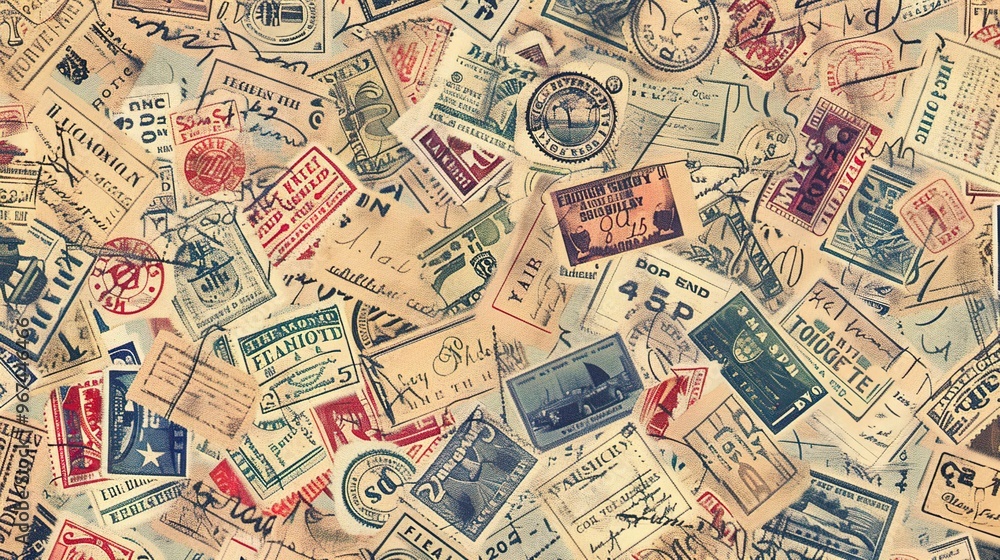 Obraz premium vintage stamp pattern wallpaper