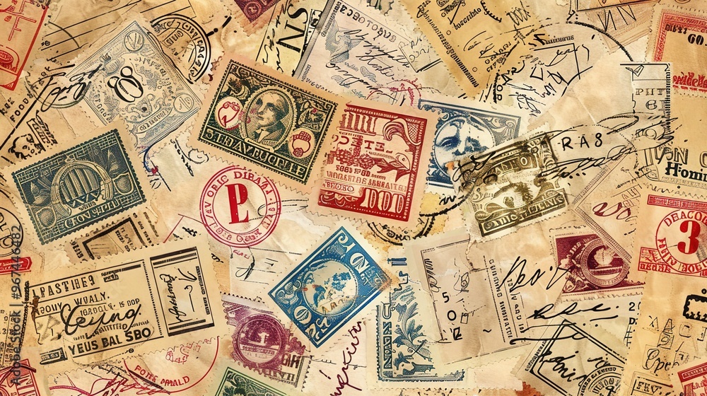 Fototapeta premium vintage stamp pattern wallpaper