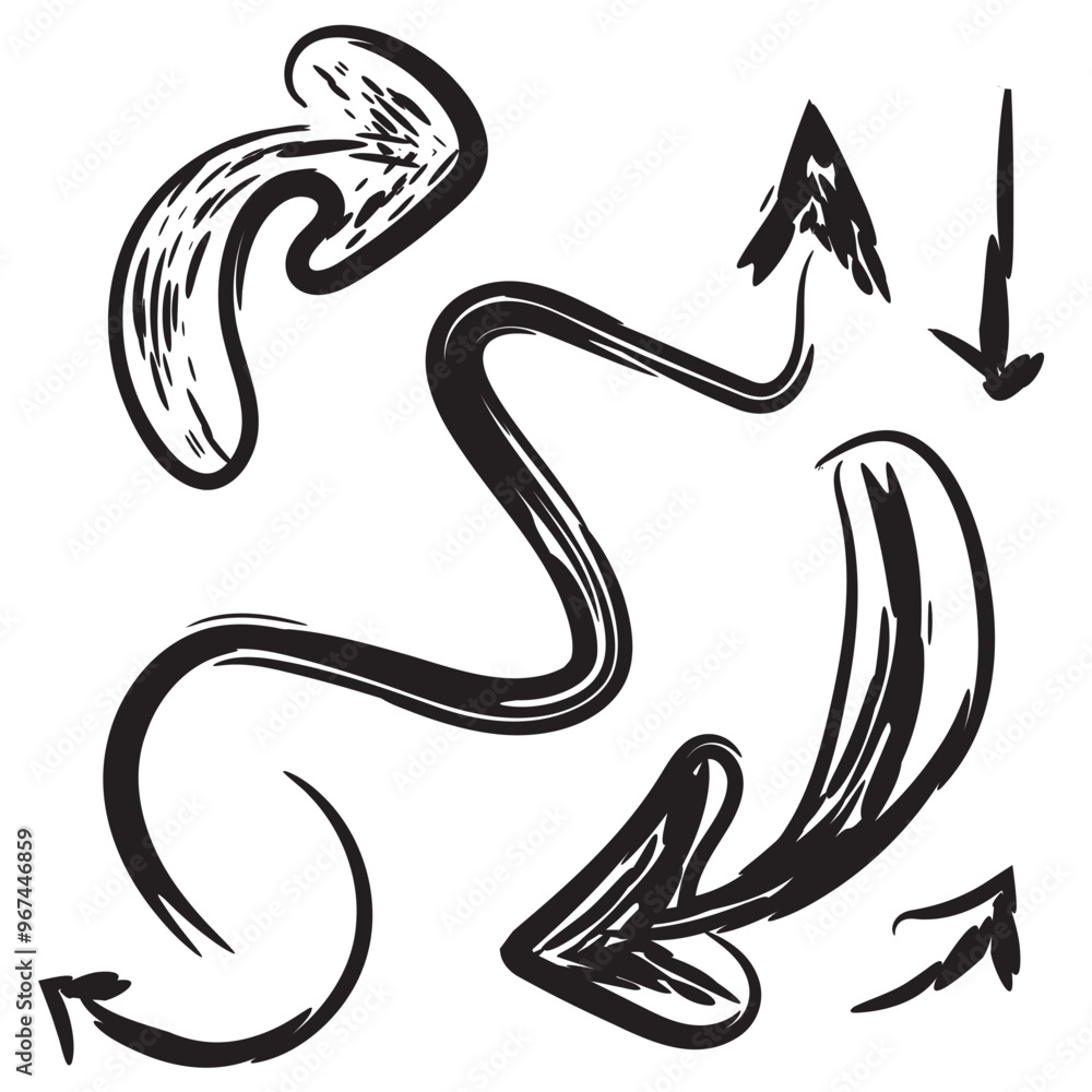 Sketchy arrow set, doodle arrows, hand drawn direction marks Sketchy arrow set, doodle arrows, hand drawn direction marks