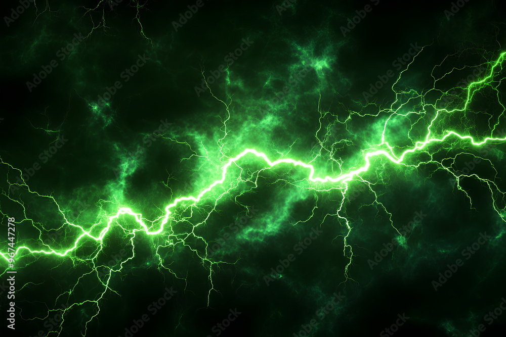 A vibrant green lightning bolt amidst a dark, smoky background, evoking energy and power. A vibrant green lightning bolt amidst a dark, smoky background, evoking energy and power.