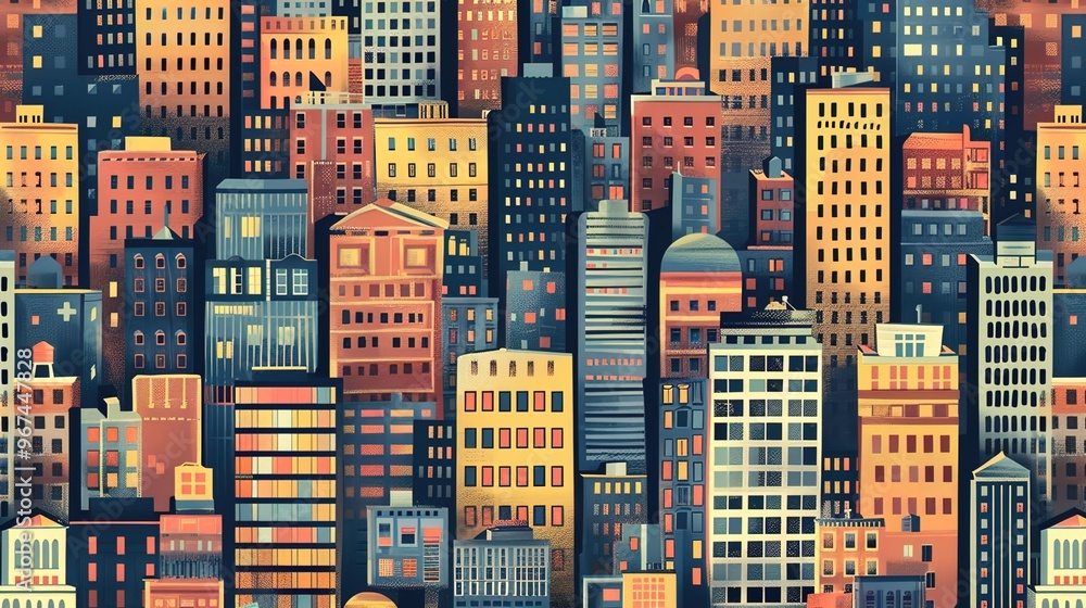 Obraz premium Cityscape pattern wallpaper