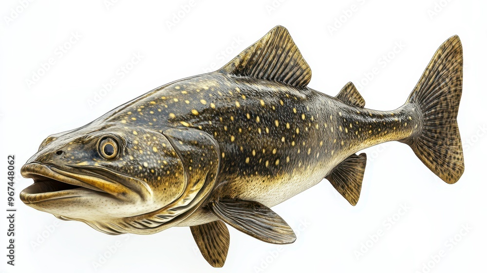 Obraz premium Halibut clipart, element, 3D illustration, realistic, isolated on white background