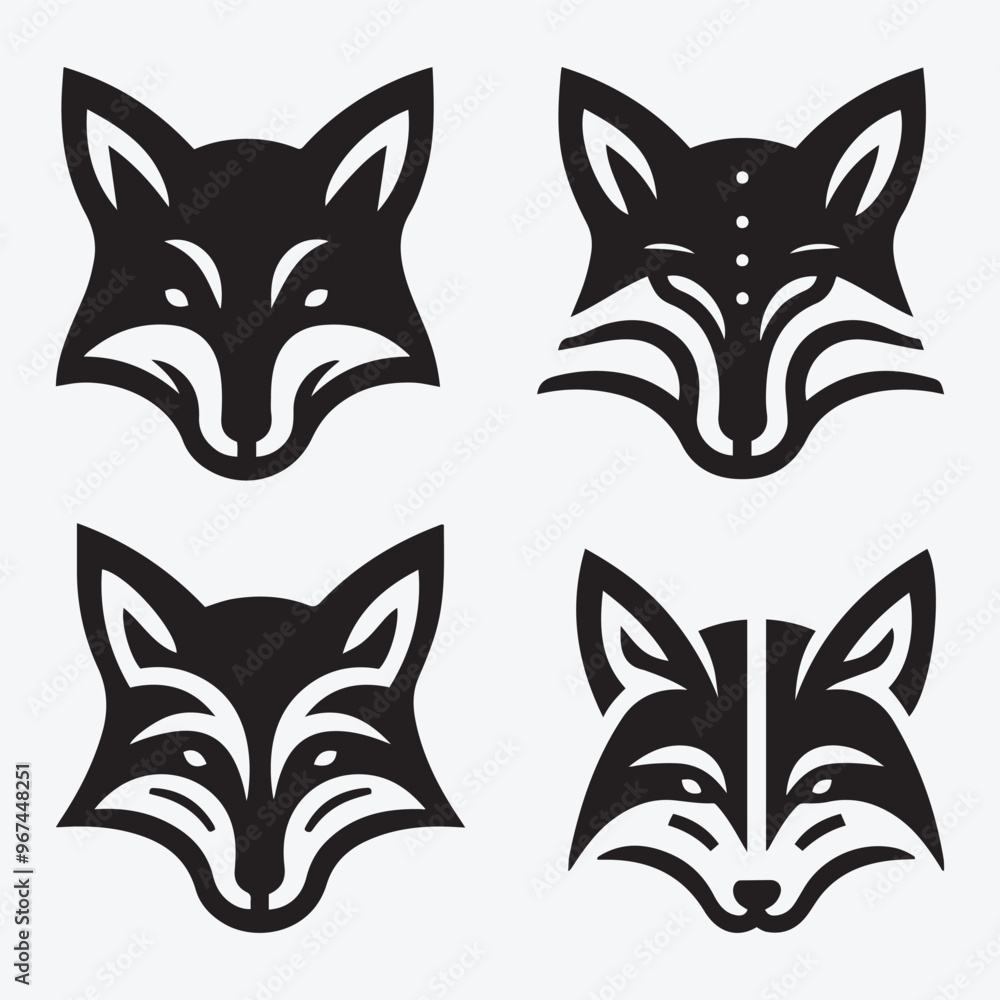 Obraz premium Fox Logo Silhouette Bundle Clip Art Vector Illustration