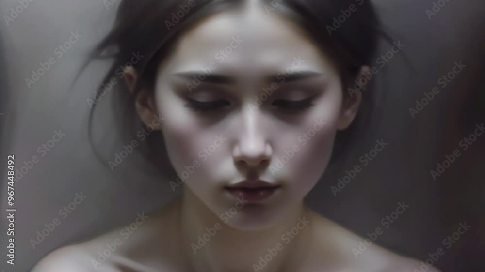 face of a meditating woman, seamless looping face of a meditating woman, seamless looping