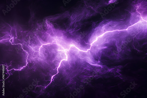 A dramatic display of purple lightning amidst swirling clouds, evoking energy and power.