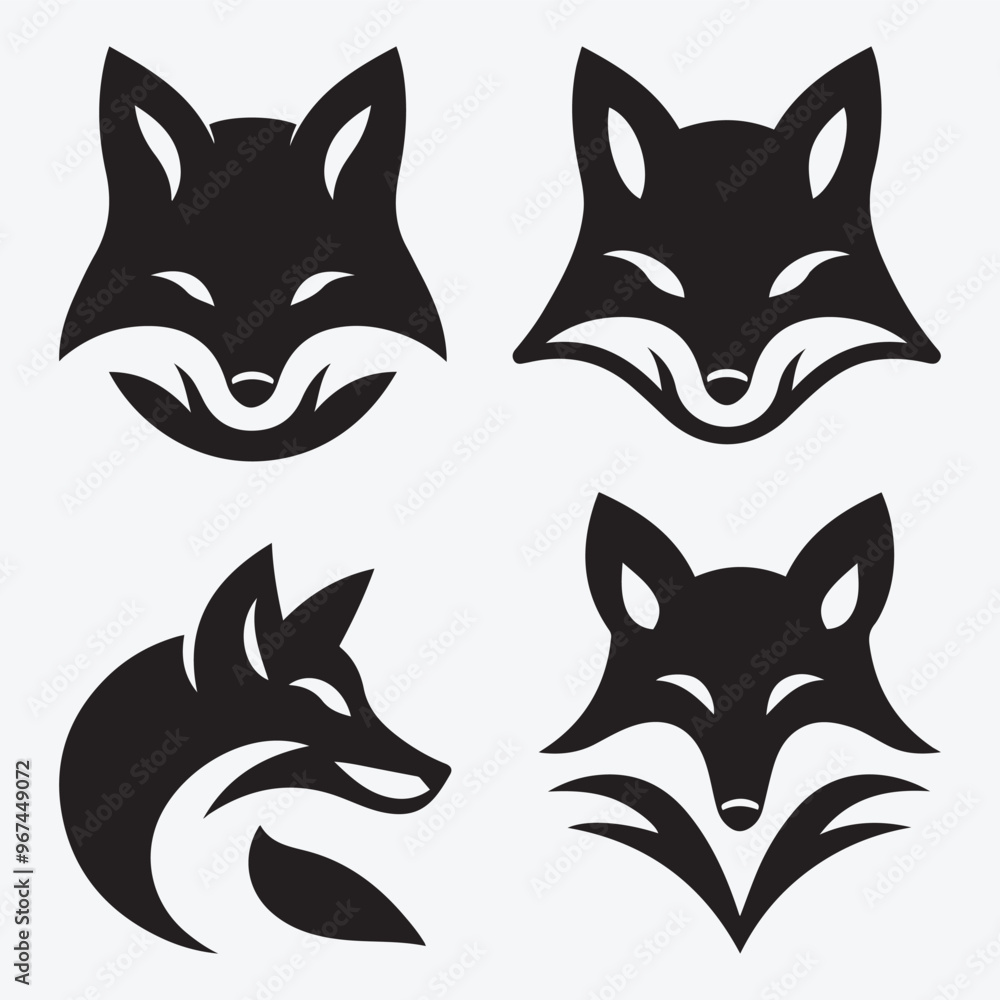 Fototapeta premium Fox Logo Silhouette Bundle Clip Art Vector Illustration