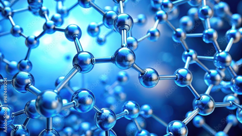 Blue molecule structure , molecule, structure, blue,, chemistry, science, technology, laboratory, research, biochemistry Blue molecule structure , molecule, structure, blue,, chemistry, science, technology, laboratory, research, biochemistry