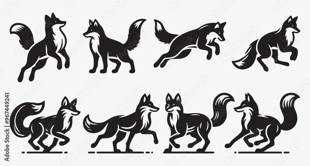 Fox Logo Silhouette Bundle Clip Art Vector Illustration Fox Logo Silhouette Bundle Clip Art Vector Illustration