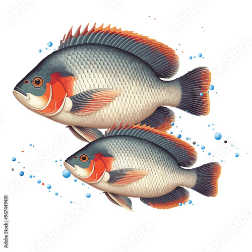 Tilapia fish drawing vector, Tilapia sea food, Tilapia Sketch pattern