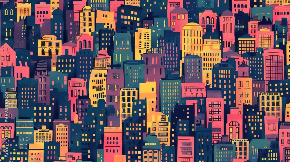 Obraz premium Cityscape pattern wallpaper