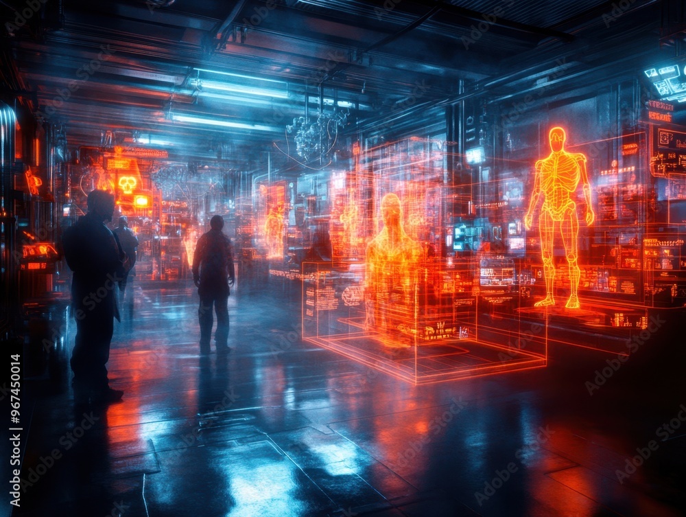Haunted Futuristic Realm - Ghostly Figures in Sci-Fi Halloween Setting for Immersive Thrills Haunted Futuristic Realm - Ghostly Figures in Sci-Fi Halloween Setting for Immersive Thrills