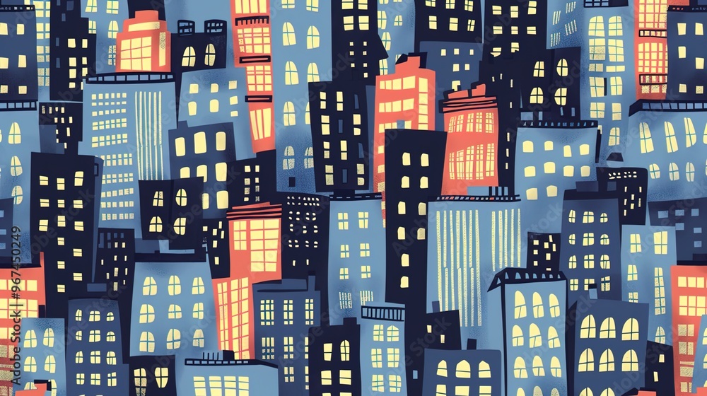 Obraz premium Cityscape pattern wallpaper