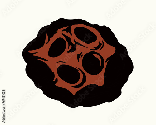 Vector drawing. Small Asteroid in the sky