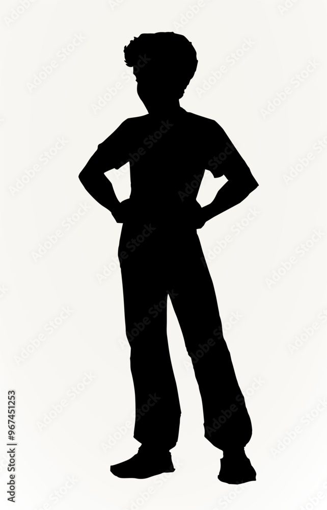 Obraz premium Vector drawing. Small angry boy