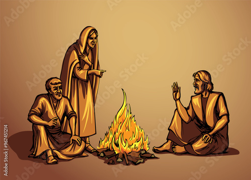 Vector drawing. Man sitting on the ground