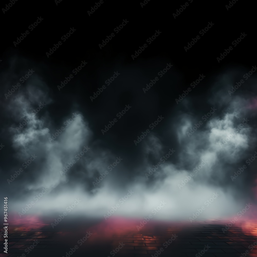 Foggy night with red glow Foggy night with red glow