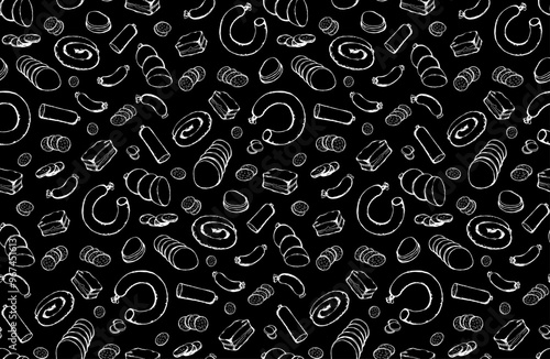 Meat production. Vector drawing food
