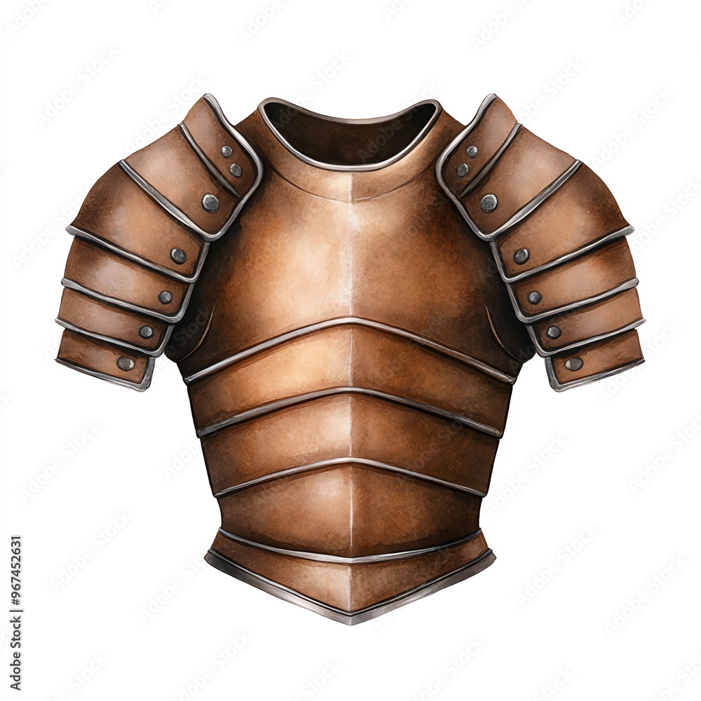 Detailed illustration of a sturdy brown armor chest plate perfect for medieval or fantasy themes. Detailed illustration of a sturdy brown armor chest plate perfect for medieval or fantasy themes.