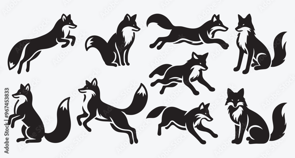 Fox Logo Silhouette Bundle Clip Art Vector Illustration Fox Logo Silhouette Bundle Clip Art Vector Illustration