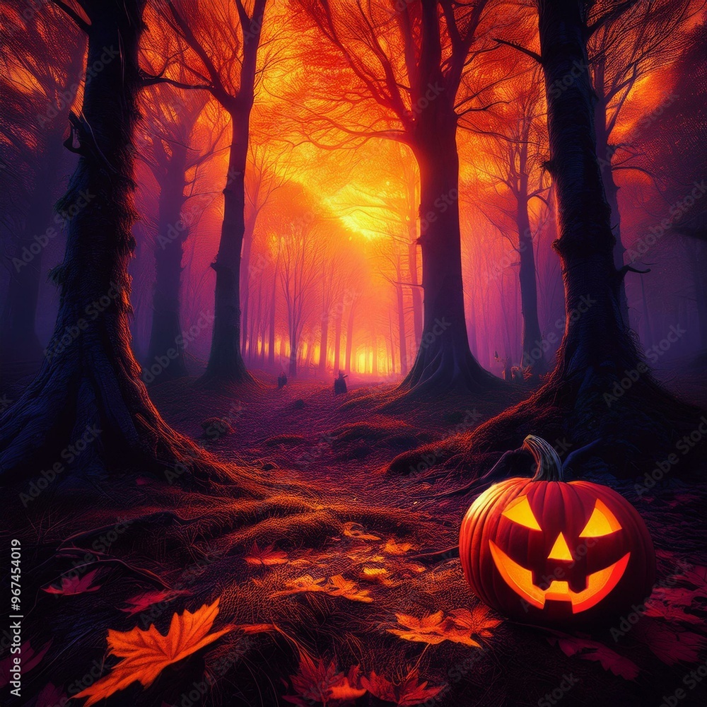 halloween pumpkin in the forest halloween pumpkin in the forest