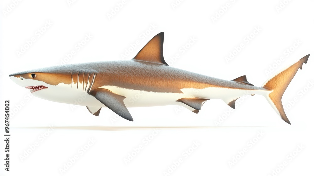 Fototapeta premium Reef shark clipart, element, 3D illustration, realistic, isolated on white background