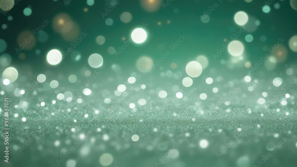Beautiful luxury gold bokeh on defocused emerald sage green background. Beautiful luxury gold bokeh on defocused emerald sage green background.