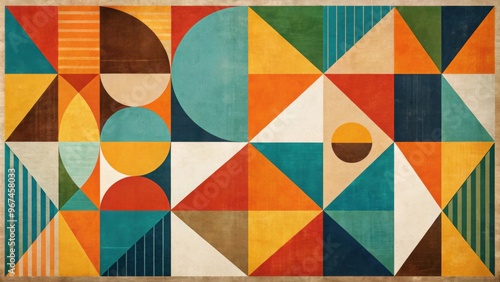 Minimal mid century style abstract art print with retro colors and geometric shapes, abstract, art, print, mid century, minimal