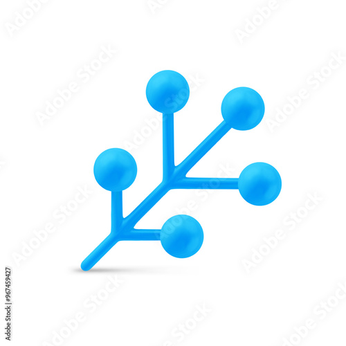 Blue Christmas tree toy decorative design realistic vector illustration. Luxury expensive wood branch with berries Xmas holiday decor isolated on white. Metallic statue for New Year spruce template