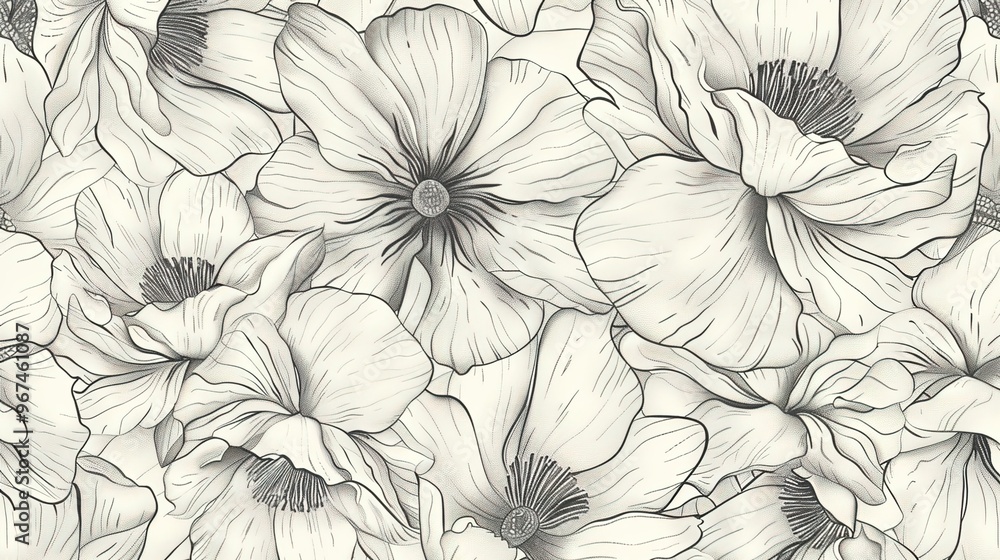Line art flower pattern wallpaper Line art flower pattern wallpaper
