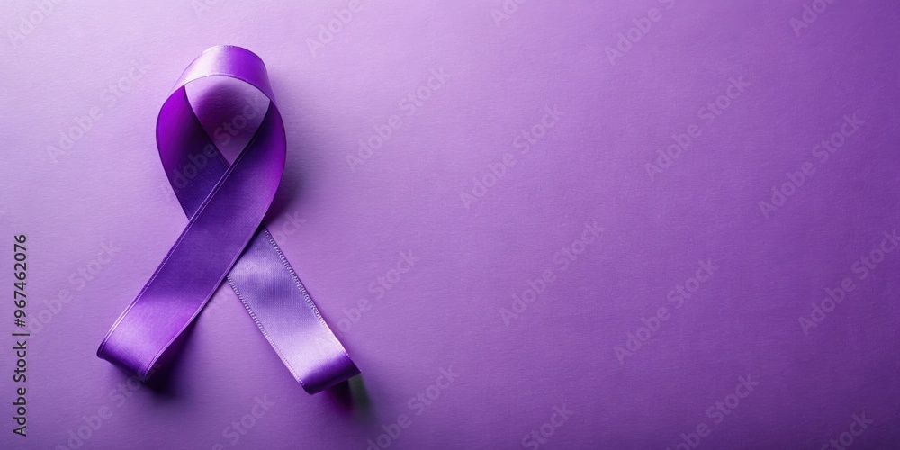 Purple Ribbon on minimalist background for World Cancer Day awareness, World Cancer Day, Cancer Awareness Purple Ribbon on minimalist background for World Cancer Day awareness, World Cancer Day, Cancer Awareness