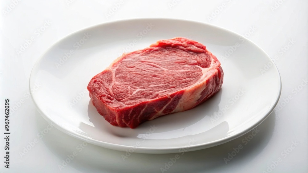 Raw beef steak on a white plate , food, meat, uncooked, freshness, gourmet, protein, cooking, ingredient, juicy, marbled Raw beef steak on a white plate , food, meat, uncooked, freshness, gourmet, protein, cooking, ingredient, juicy, marbled