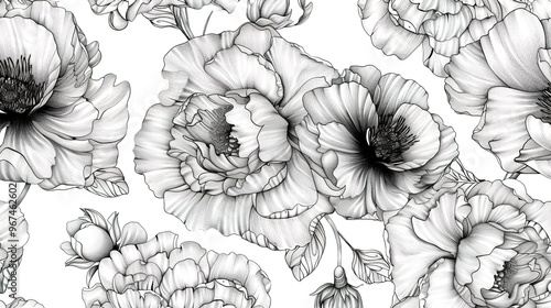 Wallpaper Mural Line art flower pattern wallpaper Torontodigital.ca