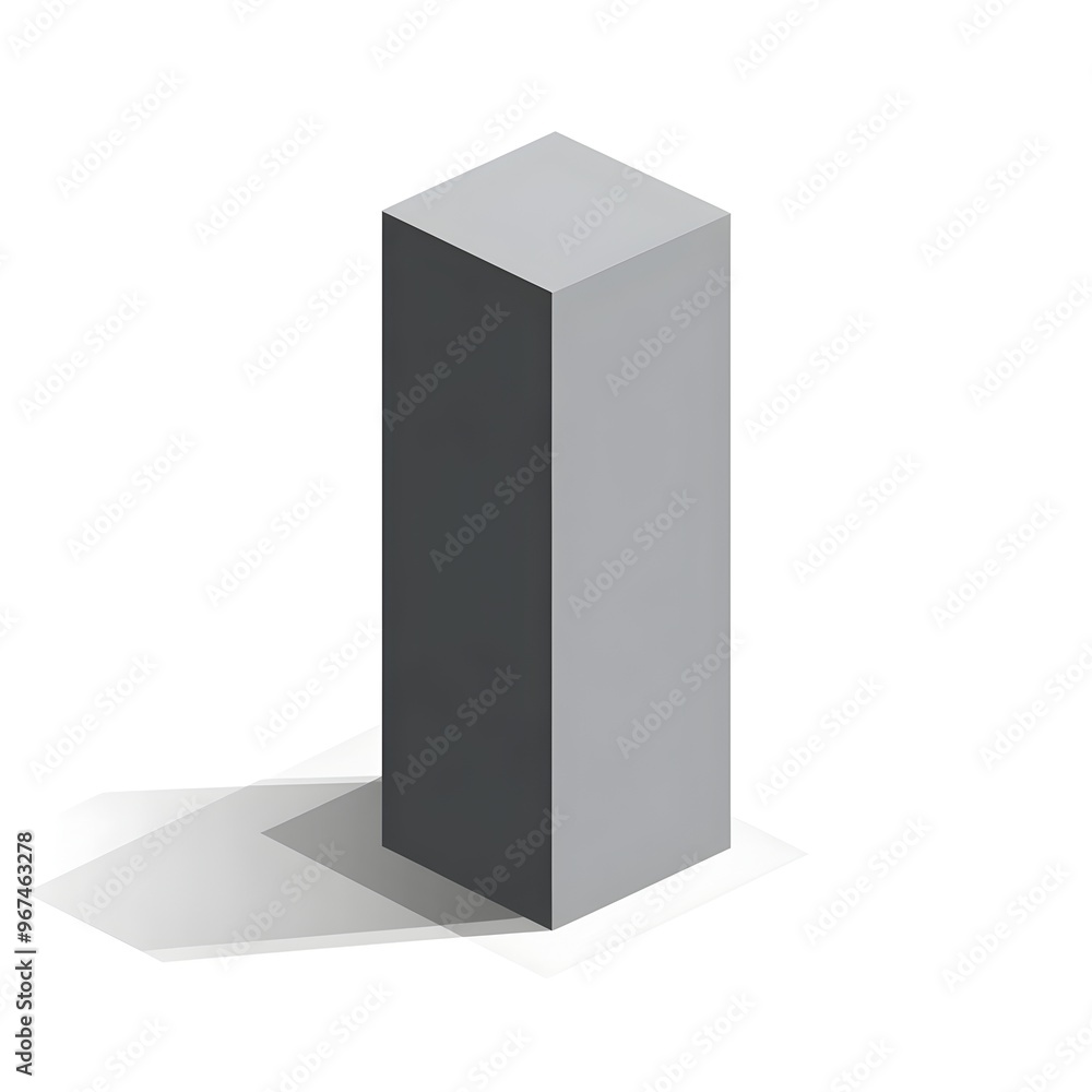 Simplistic Geometric Gray Prism on Clean White Background Simplistic Geometric Gray Prism on Clean White Background