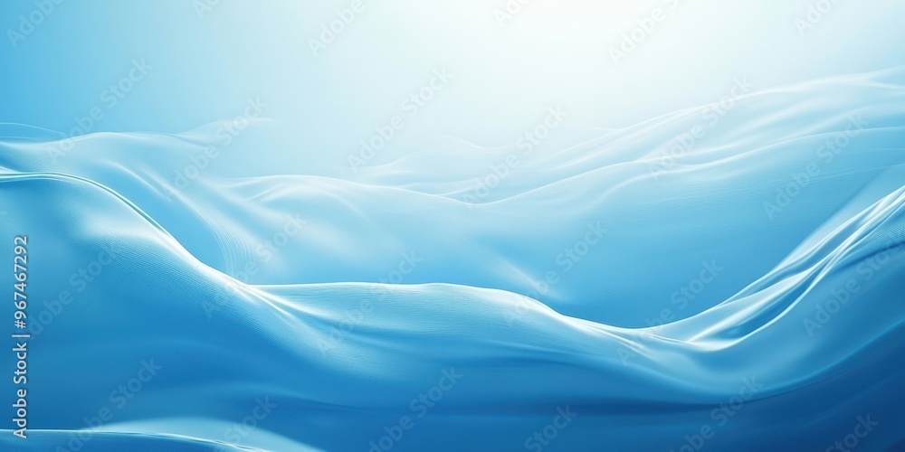 Obraz premium Gentle blue waves flow in a serene atmosphere, creating a calm and soothing background for various creative projects.