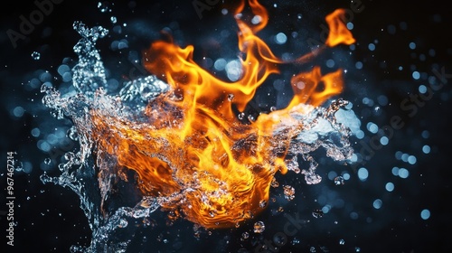 An abstract shape combining flame and water