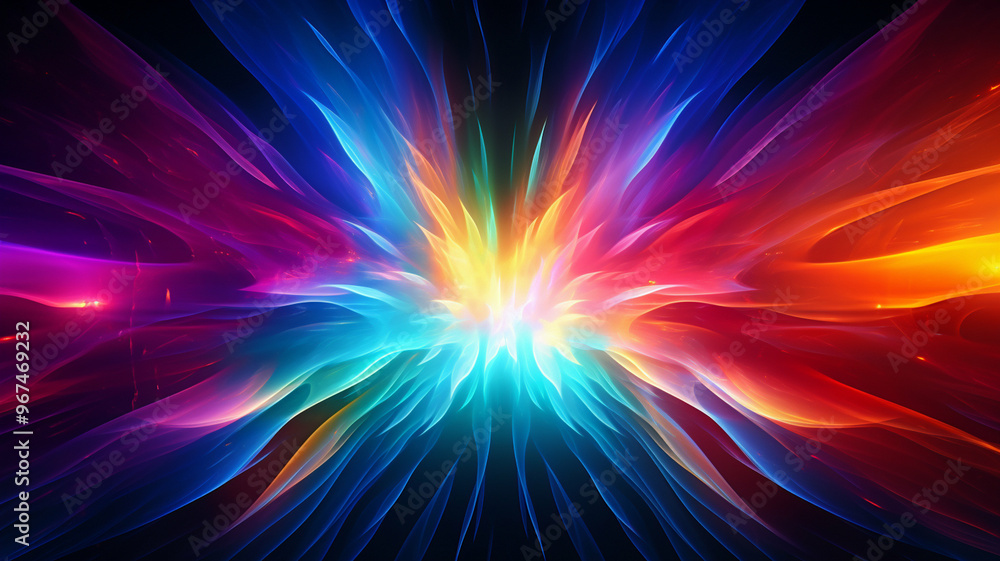 radiant burst of multicolored light expanding outward like cosmic waves radiant burst of multicolored light expanding outward like cosmic waves