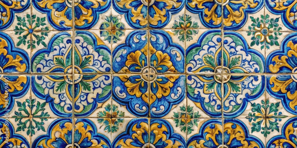 Detail of intricate hand-painted old Portuguese tiles, Portuguese, tiles, vintage, ceramic, pattern, design Detail of intricate hand-painted old Portuguese tiles, Portuguese, tiles, vintage, ceramic, pattern, design
