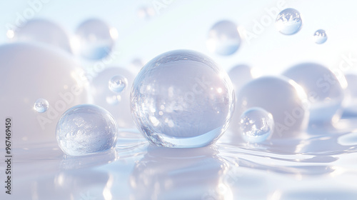 Wallpaper Mural Crystal Clear Bubbles on a Smooth Reflective Surface with a Blue Sky Torontodigital.ca