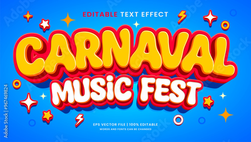 Carnaval music fest 3d editable text effect