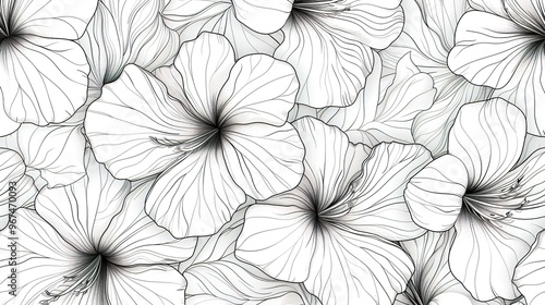 Line art flower pattern wallpaper