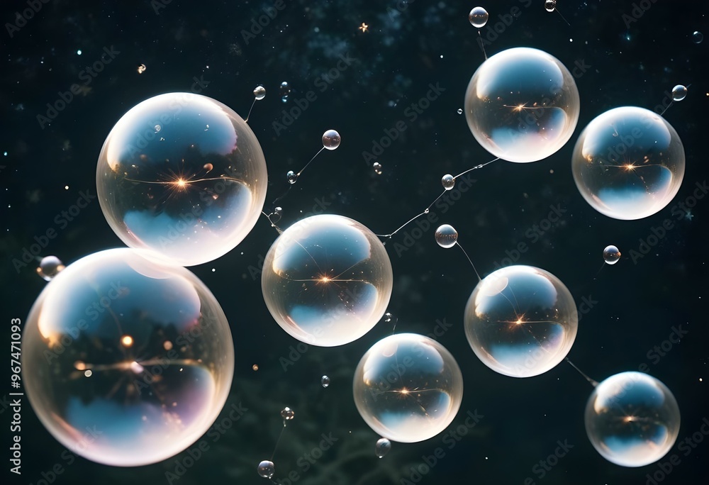 Bubbles floating on a black background with the words bubbles on the bottom Bubbles floating on a black background with the words bubbles on the bottom